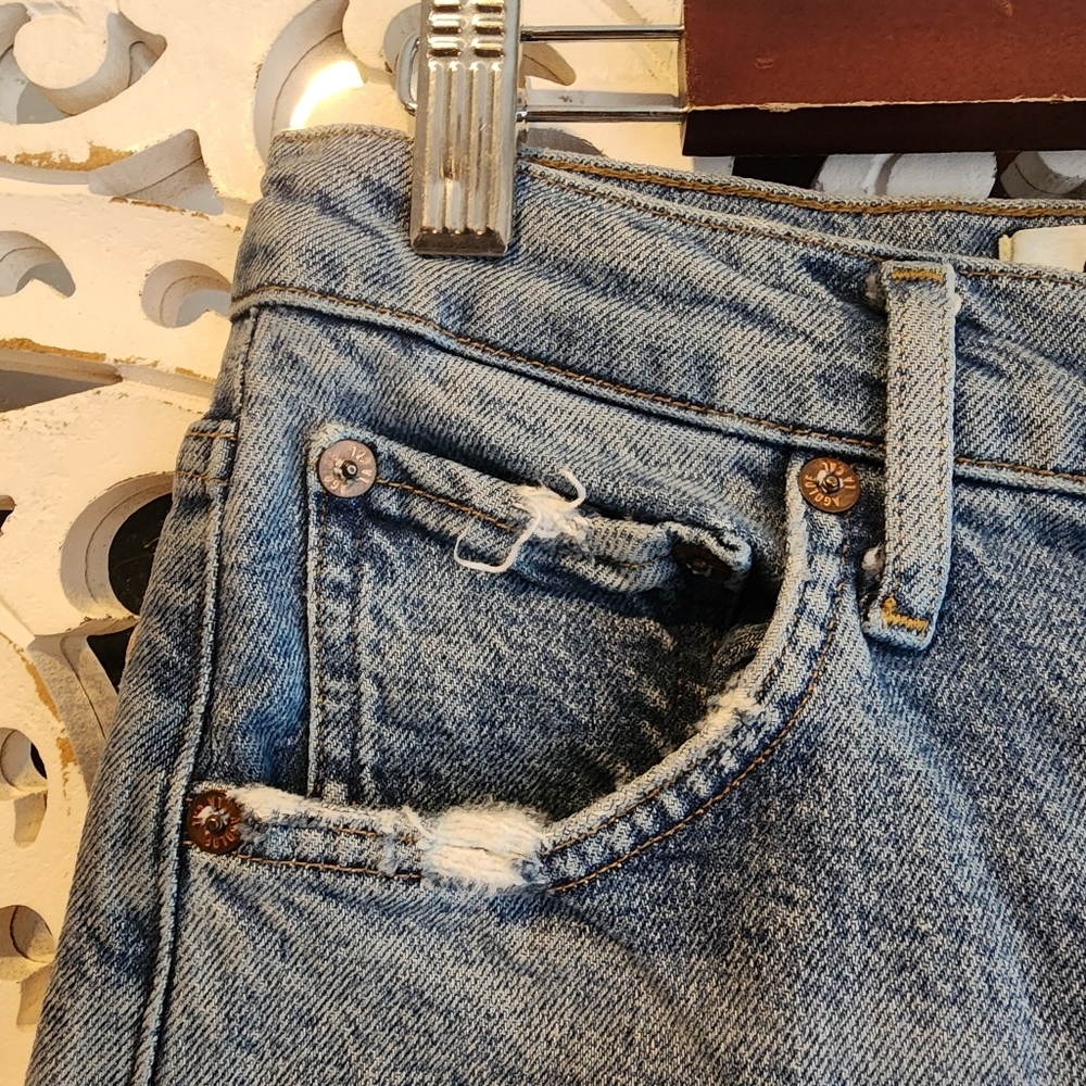 AGOLDE RILEY HIGH RISE CROPPED DISTRESSED LIGHT WASH JEANS WOMENS SZ 25 - Picture 12 of 16